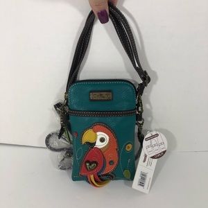 Chala Red Parrot Cell Phone Crossbody Purse